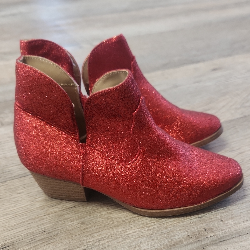 Red Glitter Ankle Boots